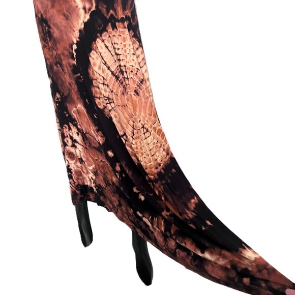 🆕 Hand Tie-Dyed Sunburst Maxi Skirt | Micromodal Blend | Inferno | Asymmetrical - Picture 2 of 4